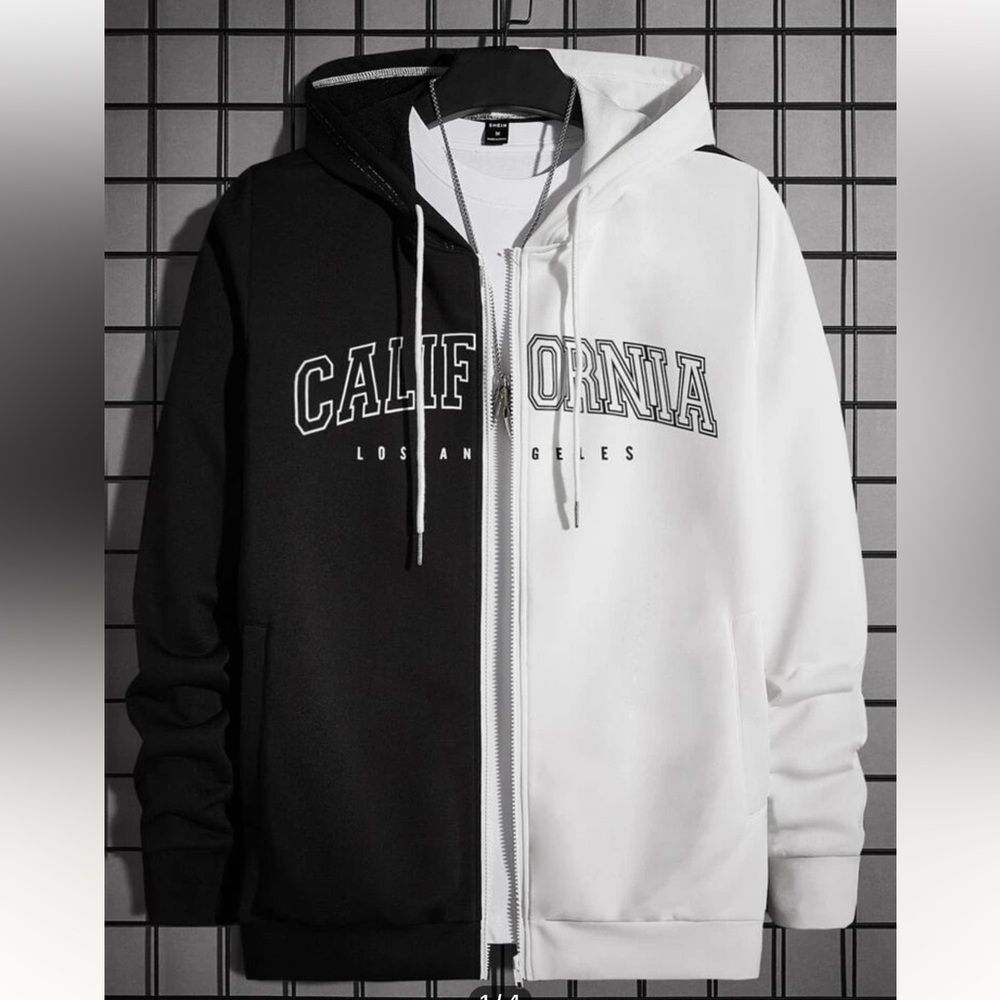 SHEIN | Men two tone letter Zipper Up